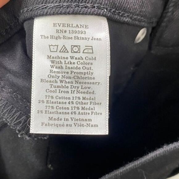 NWT Everlane The Authentic Classic Stretch High Rise Skinny Ankle Jean 25 Black - Picture 10 of 15